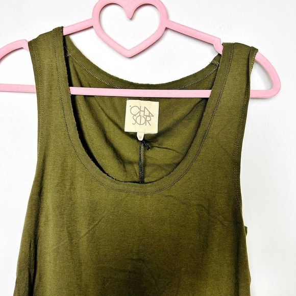 Chaser NWT Baby Rib Scoop Neck Cap Sleeve Muscle Tank Top Military Size Medium - Picture 3 of 5